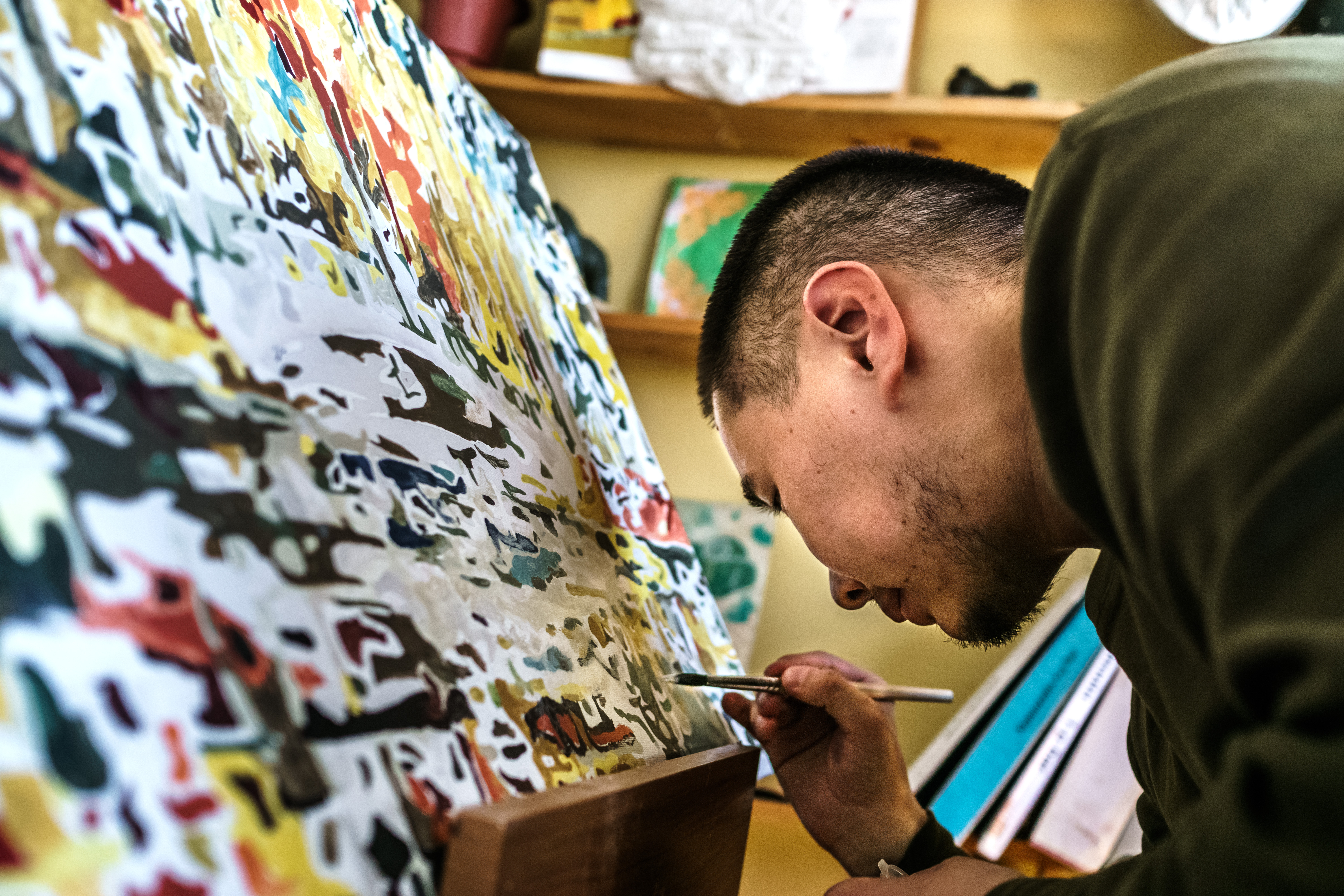 People with mental disability use art, craft and music in day treatment center at the National Center for Mental Health